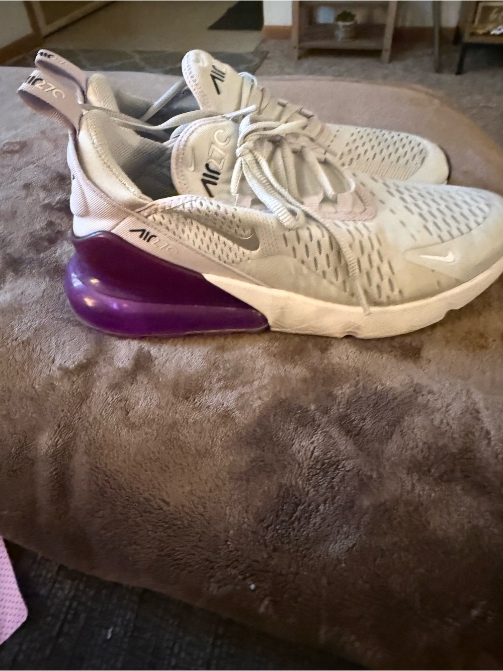 Nike Women's Athletic Sneakers in White with Purple Heel Accent